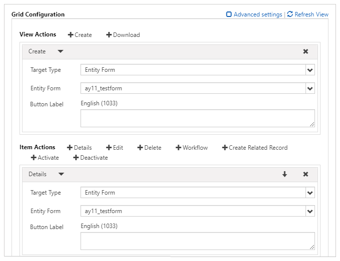 Configuring entity lists