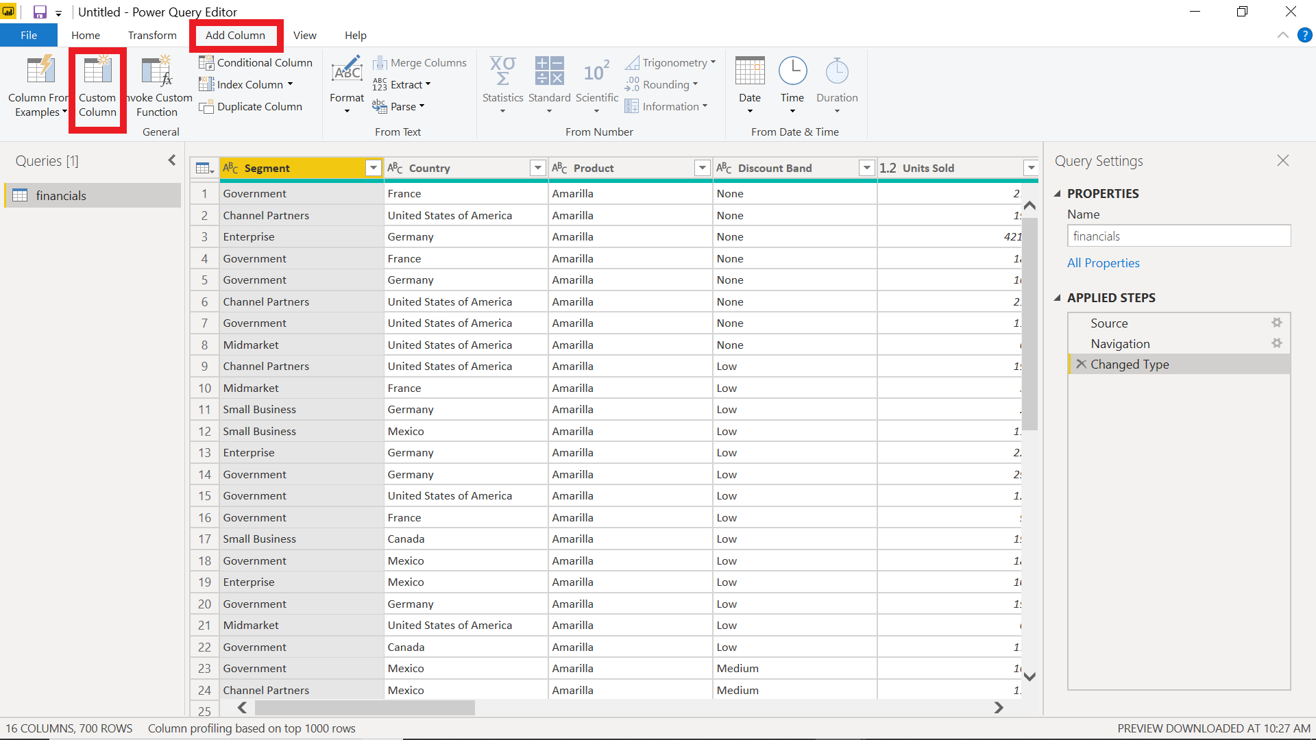 custom column options