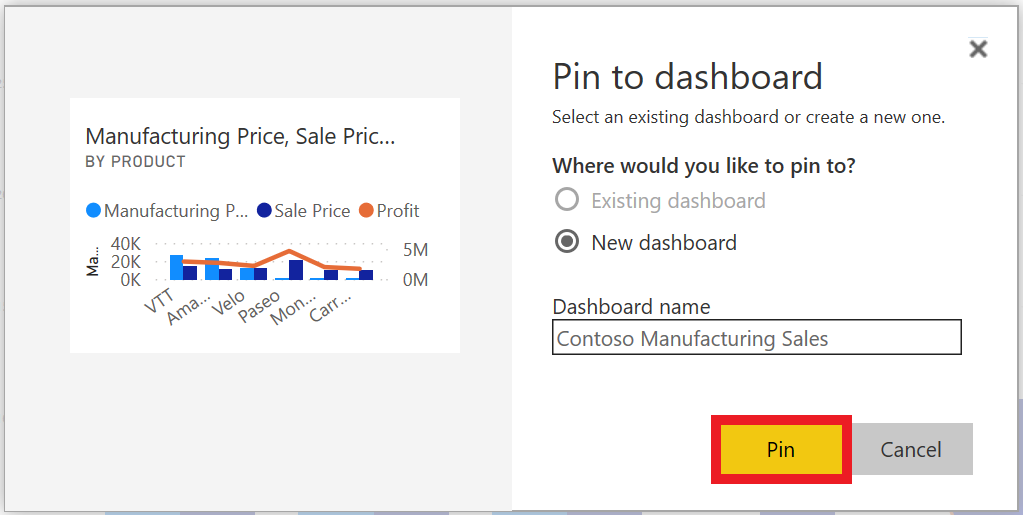 Pin options screen