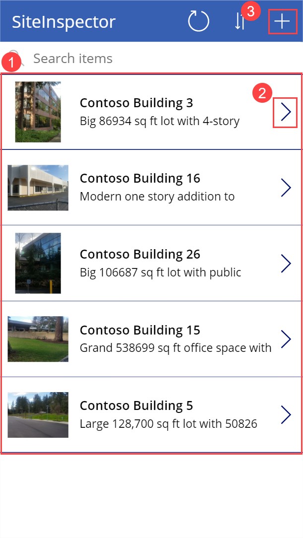 Published view highlighted controls