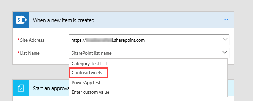 Create new items form list options