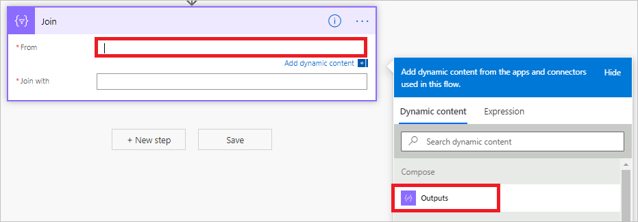 Use output from compose action