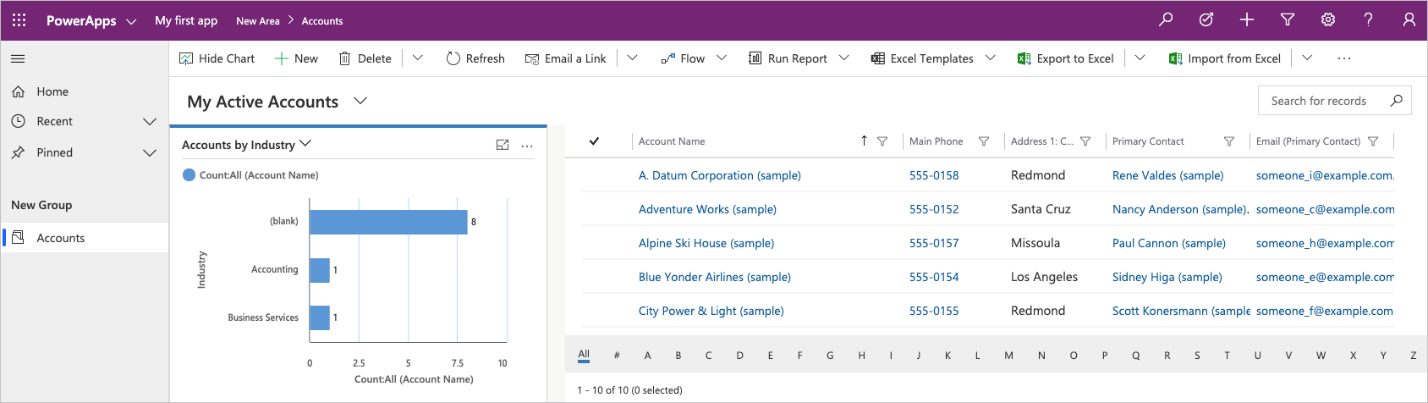 Simple account entity app