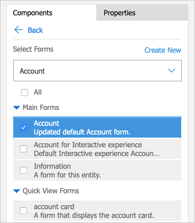 Account main form