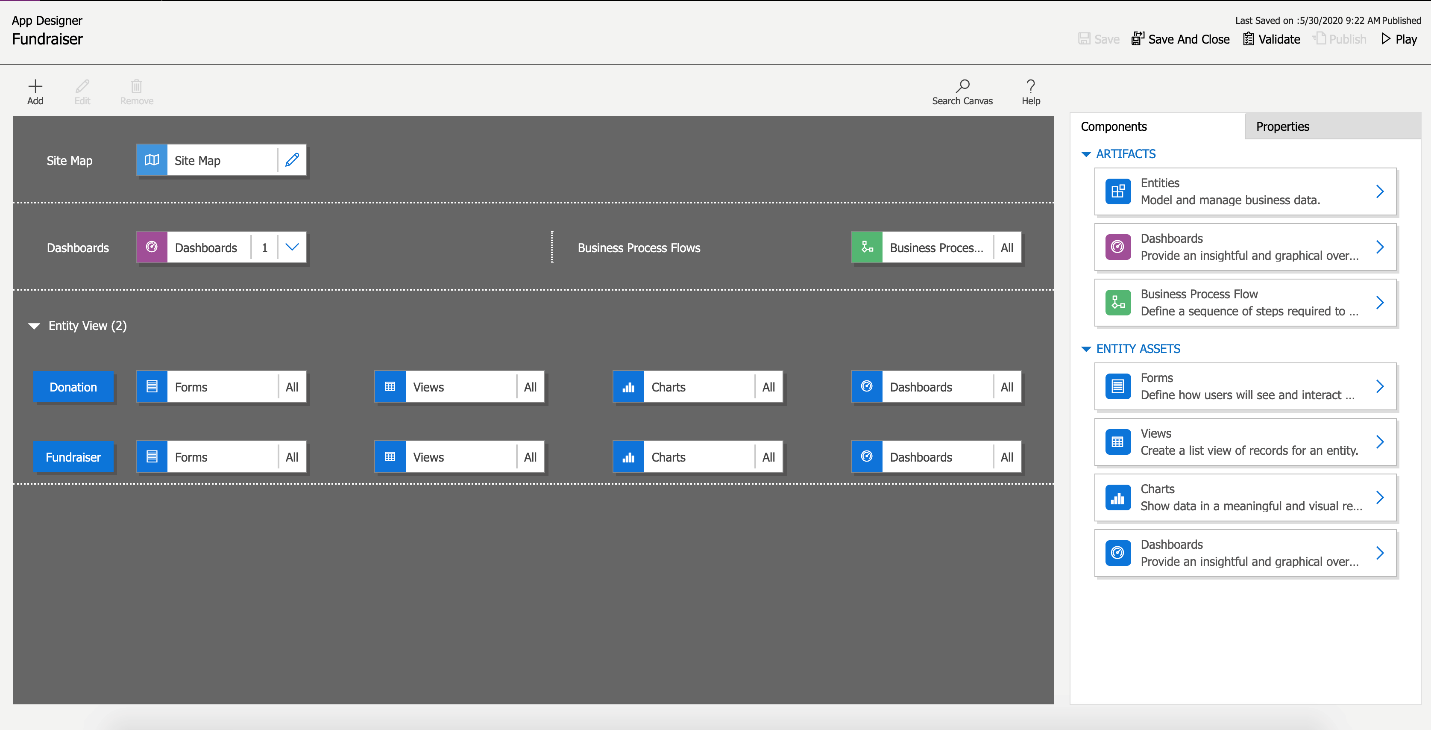 Model driven app layout in studio.