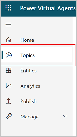 Select Topics on the side navigation menu