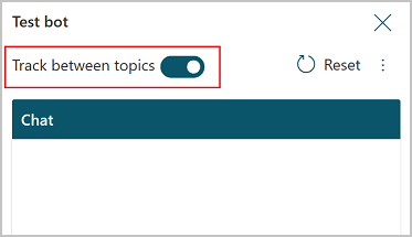 Switch the track bettern topics toggle at the top of th test bot pan